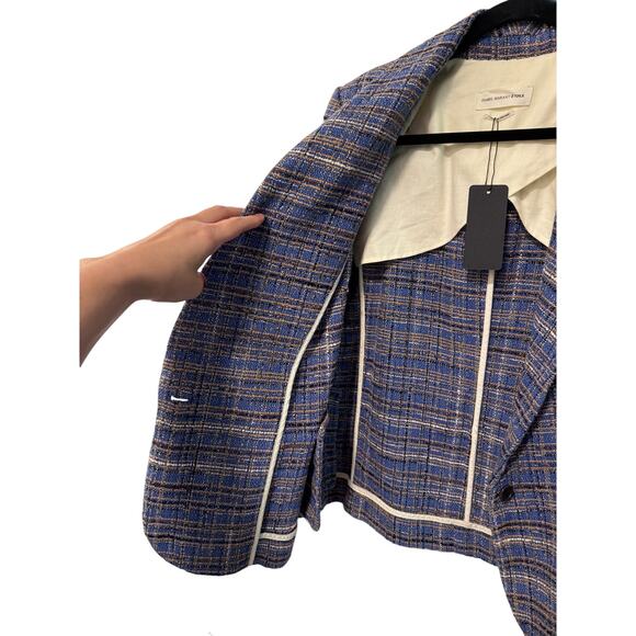 Isabel Marant L Tweed Linen Blend Blazer $650 Textured Jacket Boho Blue 42 - Picture 8 of 10